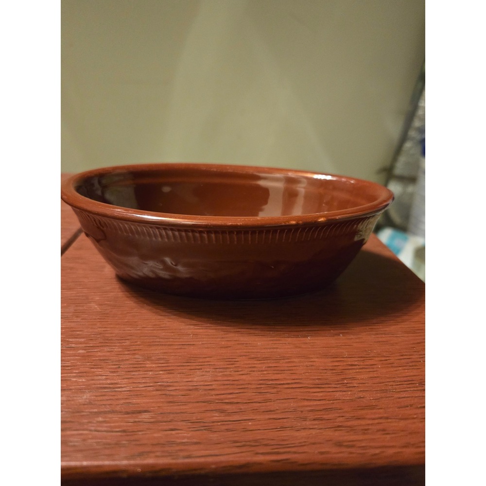Vintage Genuine Oven Serve Ware Brown Glazed Ceramic Oval Baking Dish USA Made - Picture 1 of 7